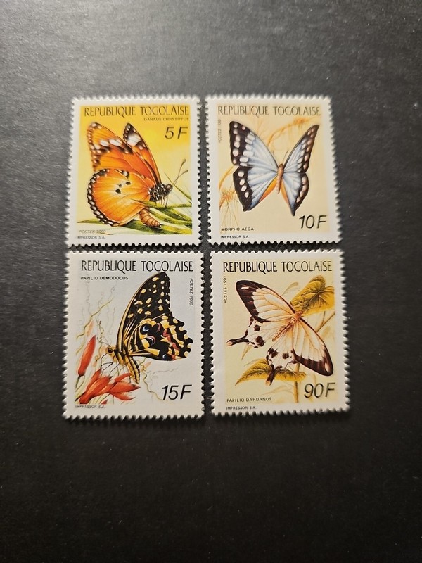 Timbre Togo Papillons Faune Animaux Nature NÂ°1289/1292 Neuf ** Luxe Mnh 1990