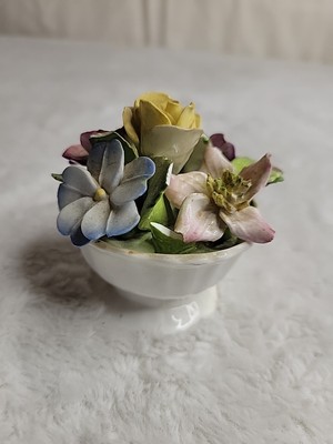 Coalport Bone China Flower Bouquet Bowl England Signed#88 Damage Leaf And Flower