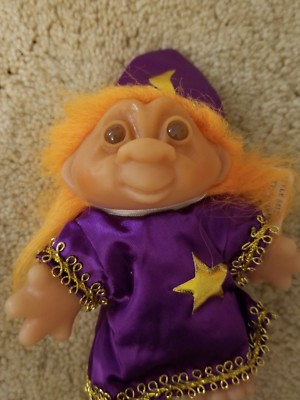 Vintage Dam Adopt A Norfin Troll 5''-Little Wiz-1986- Orange Hair-closed smily