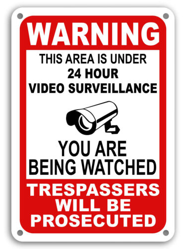 Warning Under 24 Hour Video Surveillance Sign Home Yard Security cctv WATCH 7x11