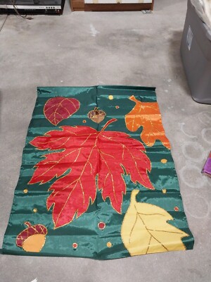 Creative Enterprises Autumn Fall Leaves Acorns Decorative Flag 28 X 40 Nylon 