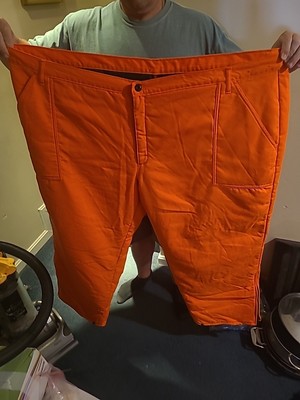 Vintage Gander Mountain Hunting Pants 5xl Orange Insulated Quilted Ankle Zip