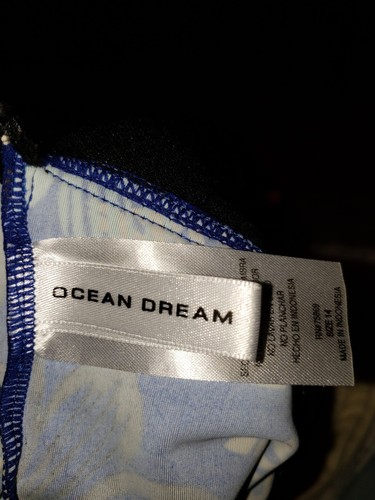 Swim TOP adjustable straps Tankini Sz 14 Ocean Dream Blue Tropical Floral