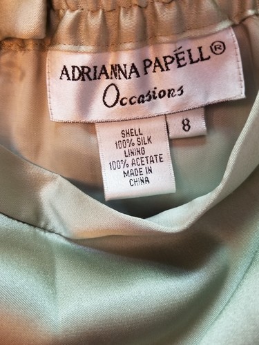 Adrianna Papell Occasions Silk Skirt And Beaded Top Sage Green Size 8 NWT