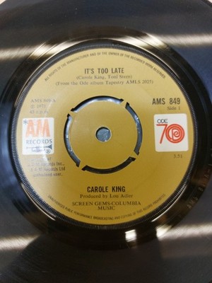 Carole King 'It's Too Late' Vinyl Record 7