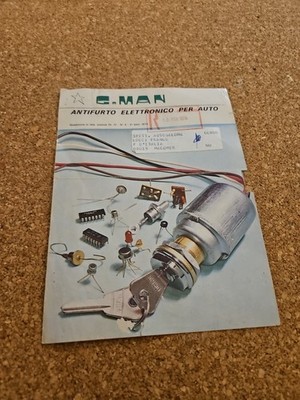 Dépliant Pubblicitario D'epoca GMan Antifurto Per Auto Schema Di Collegamento 