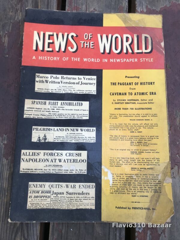 Very Rare & Unique 1953 NEWS OF THE WORLD Newspaper Style History  Prentice-Hall