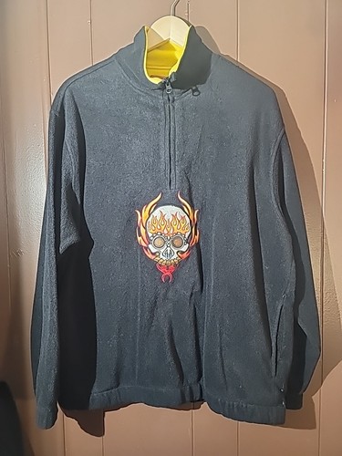 vintage JNCO Flaming Skull Y2K Fleece 1/4 Zip Pullover Xl | eBay