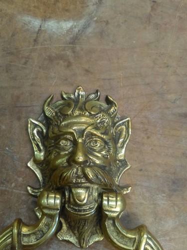 Vintage Devil Demon Brass Door Knocker
