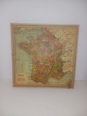 Vintage 1884 Map of FRANCE Wall Art Decor 16x16