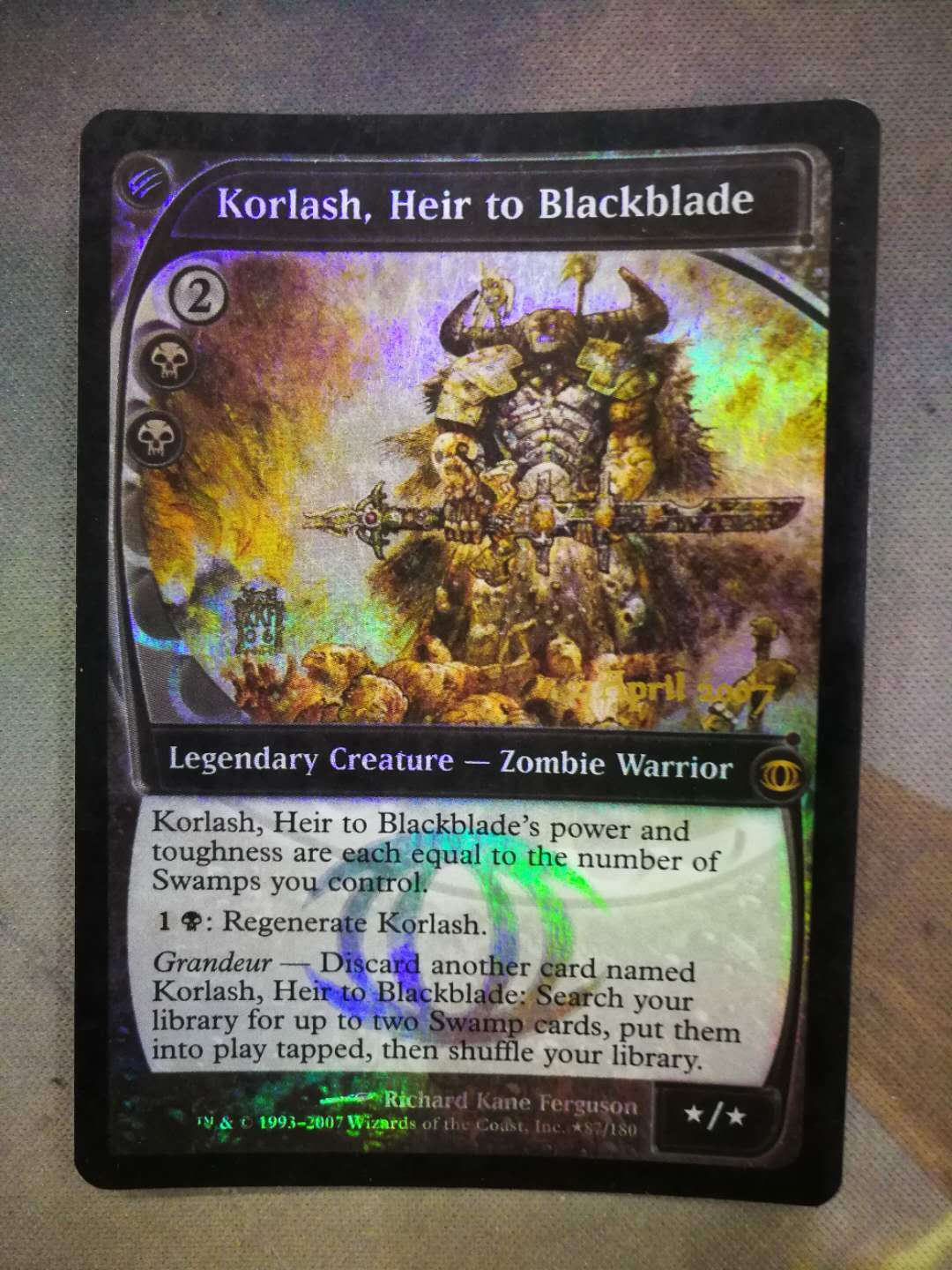 MTG Korlash, Heir to Blackblade Black Prerelease - Foil MTG Korlash, Heir to Blackblade Black Prerelease - Foil