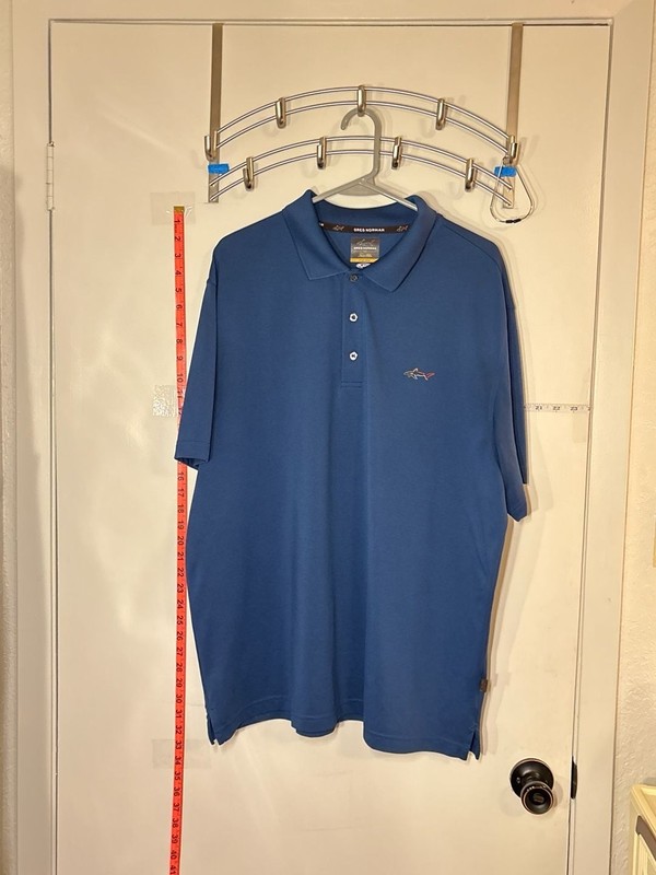 F: Greg Norman for Tasso Elba Five Iron Play Dry Golf Polo Shirt Blue Size XL