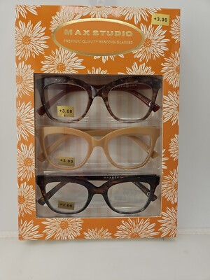 Maxstudio Designer Reading Glasses 3.00 NEW Eyeglasses