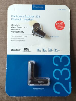 NEW Plantronics Explorer 233 Bluetooth Earpiece with Car Charger Sealed NOS