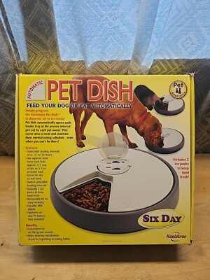 Koolatron Pet Dish Six Day Automatic Feeder CAT And Dog Wet Dry Feeder 
