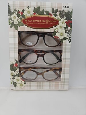 MaxStudio Designer Reading Glasses 2.50 NEW Eyeglasses
