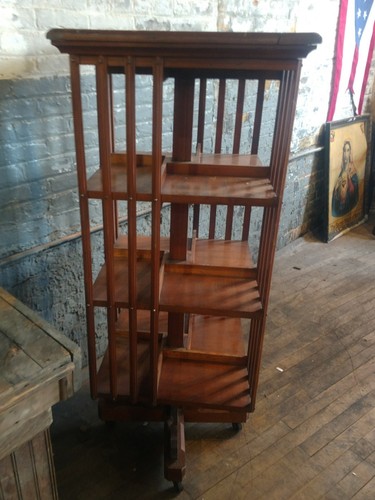 Arts and Crafts Bookcase Mission Study Office Library Book Rack Revolving Maple