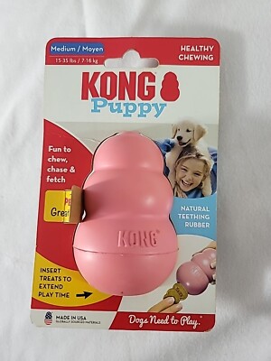 Kong Puppy Natural Teething Rubber (15-35lbs/Medium) - Stuffing -NEW & FREE SHIP