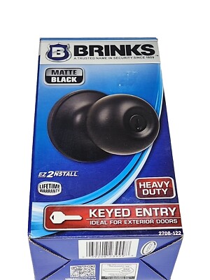Brinks 2708-122 Keyed Entry Exterior Doorknob, Matte Black, NEW in BOX