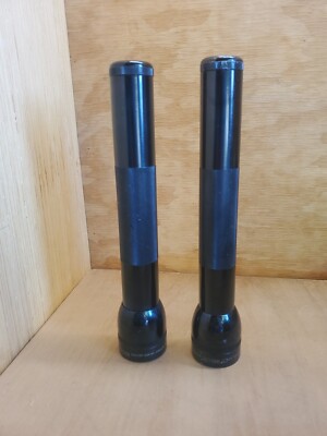 Lot of 2 Vintage Maglite Flashlights 12 1/2 Inch 3D Cell Battery Black Pre-owned