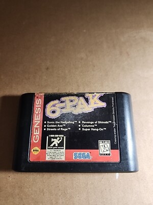6-PAK Six Classic Games (Sega Genesis, 1995) Authentic Game Cartridge