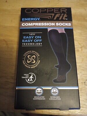 Copper Fit Energy Compression Black Socks Size L/XL NEW