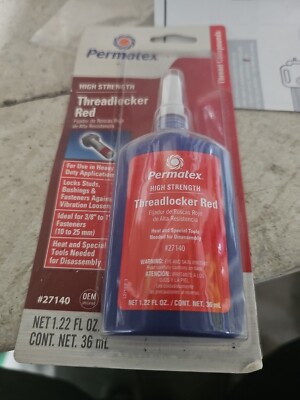 Permatex Thread Locker 27140; Red High Strength, 1.22oz Squeeze Bottle