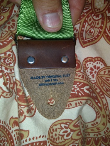Original Fuzz Green NYLON Guitar Strap LEATHER ENDS LN FREE USA SHIPPING