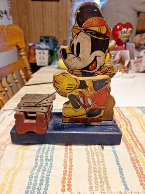 Vintage 1939 Fisher Price Mickey Mouse Xylophone Wood Pull Toy 