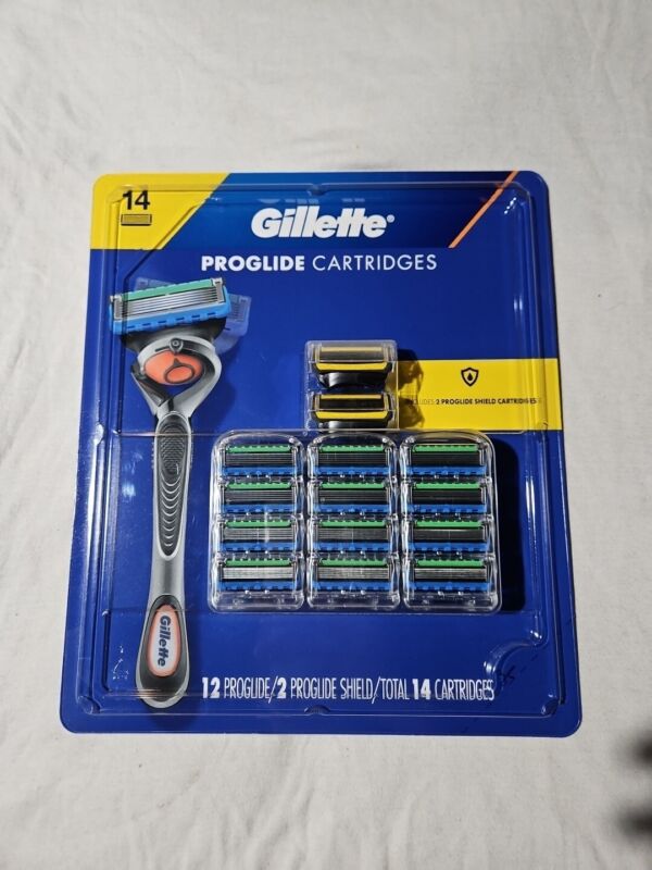 Gillette 12 Proglide + 2 Proglide Shield Razor Cartridges Fits Fusion5 Handles