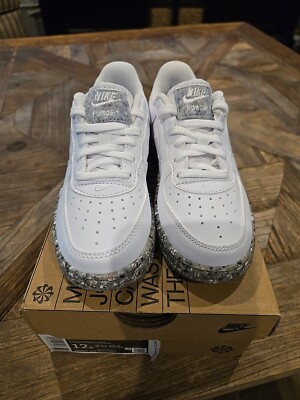 NIKE AIR FORCE 1 KSA (PS) WHITE/WHITE METALIC ''RECYCLED'' SZ 12 DB4597 100 NIB