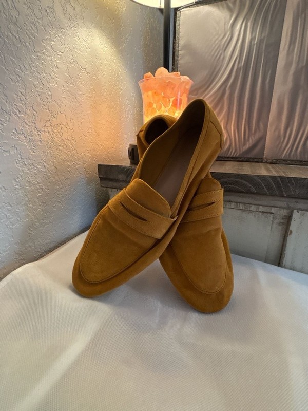 S: Aerosoles Mustard Yellow Suede Penny Loafers