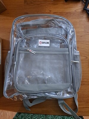 Clear Backpack For School XL | H18''xW14''xD8'' | Top 2-Way Zip | Grey Rhino