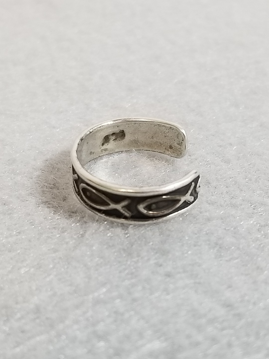 925 Sterling Silver CHRISTIAN ICHTHUS FISH Toe Ring - Adjustable