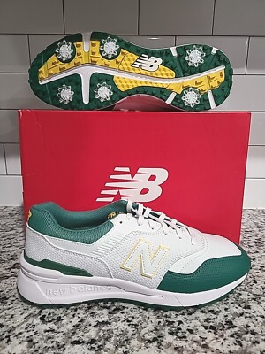 New Balance Masters LE 997 Mens Sz 10.5 Spiked Golf Shoes White Green Yellow 