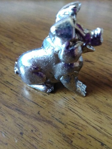 Silver Metal Mini Angry Pig Figurine