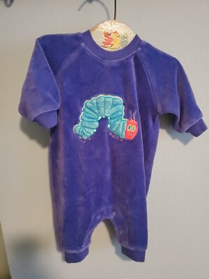 Vtg Carter's Eric Carle Hungry Caterpillar Blue Soft Sleeper Pajama 3- 6 month