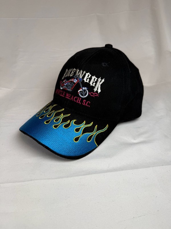 Bike Week Myrtle Beach S.C. Embroidered Motorcycle Flames Adjustable Hat