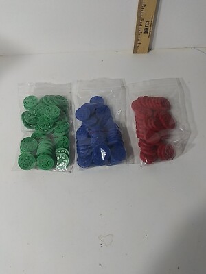 Sequence 1995 Game Replacement Parts Pieces Chips 50 Green 50 Blue 35 Red