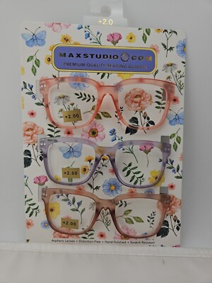 Maxstudio Designer Reading Glasses 2.00 NEW Eyeglasses
