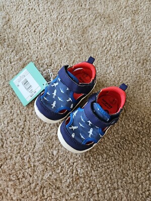 Stride Rite Toddler Baby Boys Summer Sandals Shoes Surprize Shark Navy Sz 4 NEW
