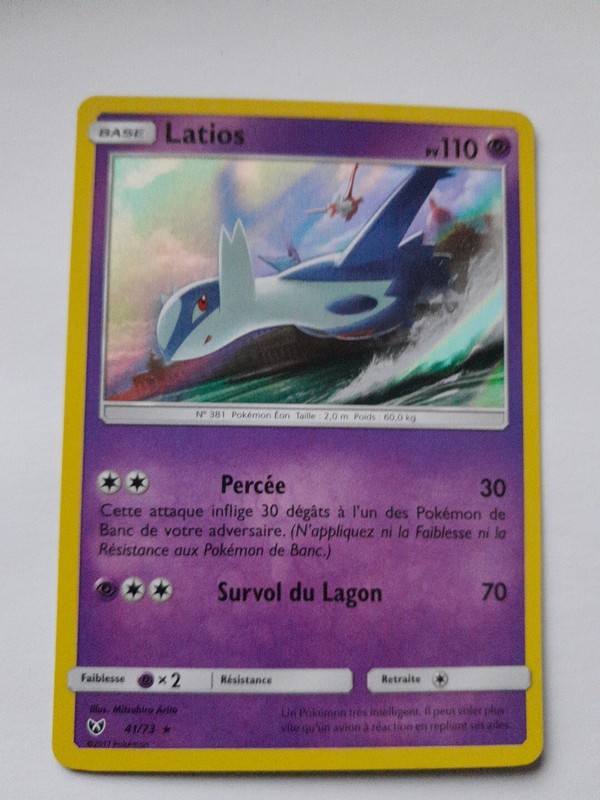 Carte PokÃ©Mon Holo Latios 41/73 Sl3.5 Soleil & Lune LÃ©Gendes Brillantes Fr Neuf