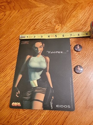Vintage 1996 Tomb Raider Laura Croft Mouse Pad By CORE and EIDOS INTERACTIVE 
