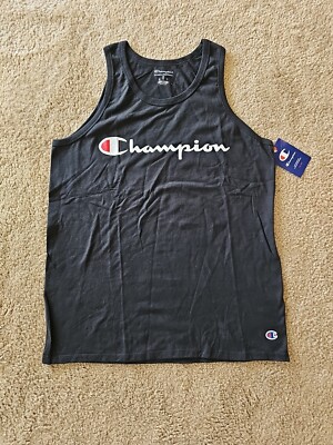 Champion Men s Classic Logo Icon Tank Muscle Shirt Size Medium Black NEW