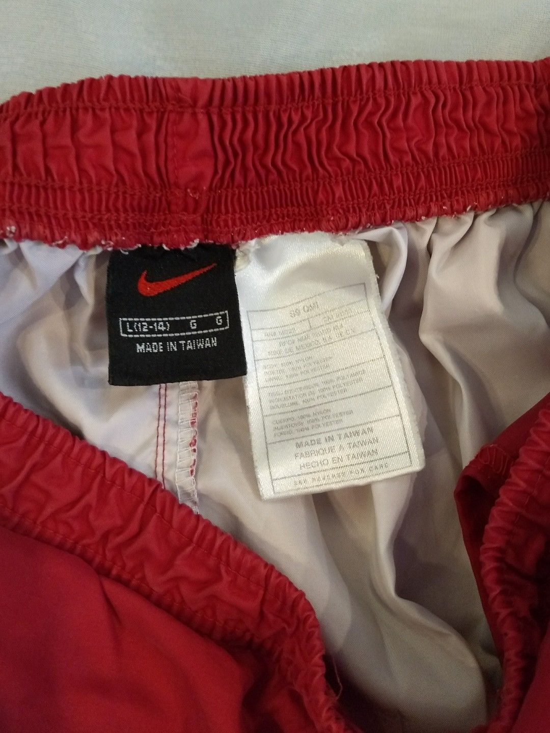 Vintage Nike Red White 2 Pocket Running Racing Shorts L