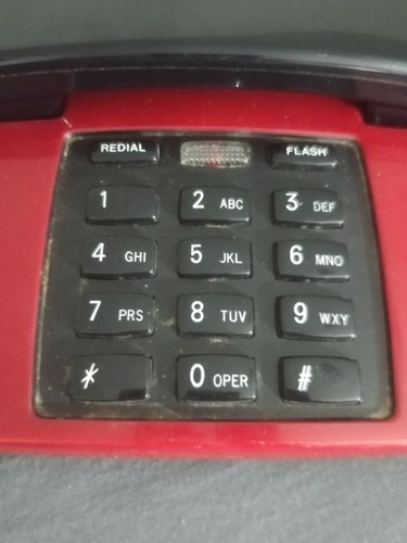Land-Line Telephone Radio Shack Red Big Buttons Easy Read Retro VTG Desk Phone