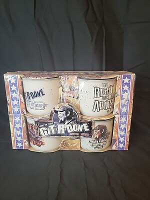 NIB Vintage Larry the Cable Guy Git R Done Mug Set 16 oz 4 Piece Mug Set