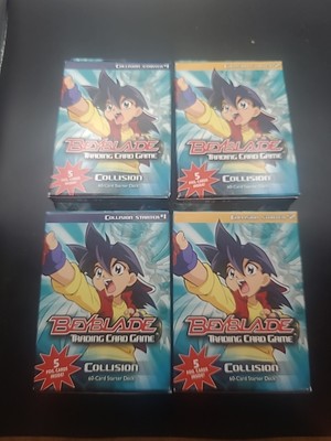 4 X Beyblade Trading Card Game Collision Starter #1 & #2 Brand New 2003 Sealed