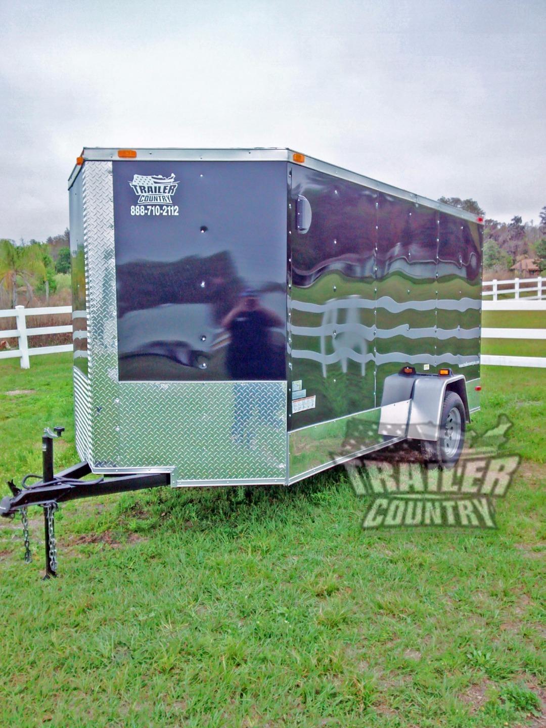 NEW 2019 6x12 6 x 12 V-Nosed Enclosed Cargo Motorcycle Trailer Ramp & Side Door