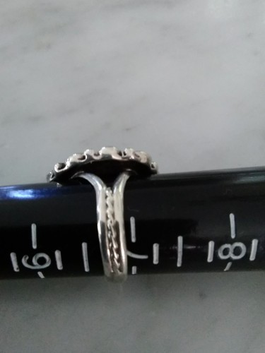 VINTAGE Turquoise and Sterling Silver Ring sz 7 Black Matrix